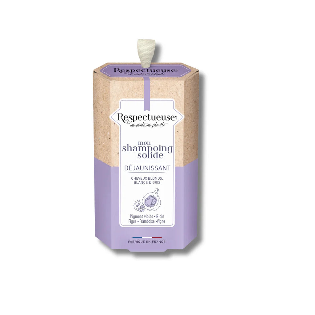 Shampoing solide déjaunissant – Respectueuse