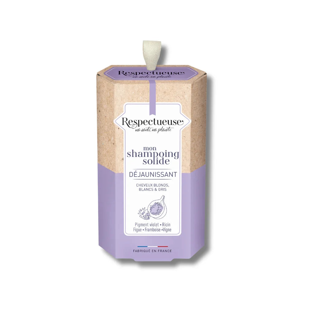 Shampoing solide déjaunissant – Respectueuse