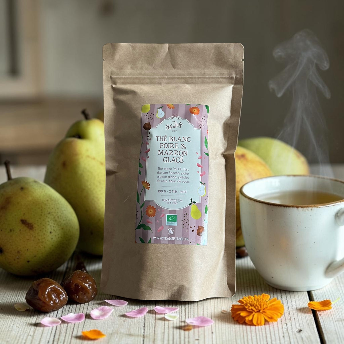 Thé Blanc Bio Poire Marron Glacé 100g - Tea Heritage