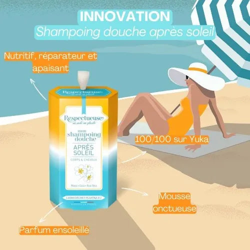Shampoing Douche solide 2-en-1 Après-Soleil - Respectueuse