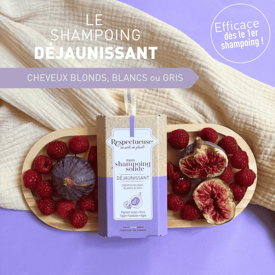 Shampoing solide déjaunissant – Respectueuse