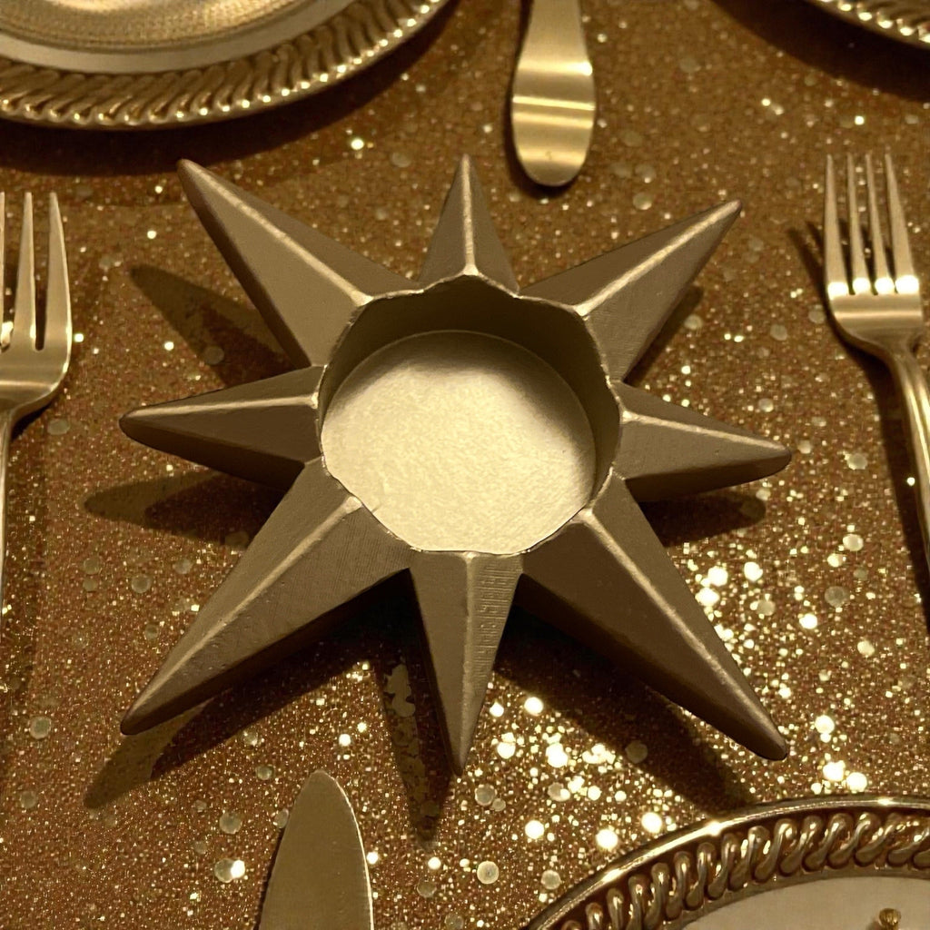 Bougeoir astral doré pour bougie chauffe plat - Zeste d'Évidence