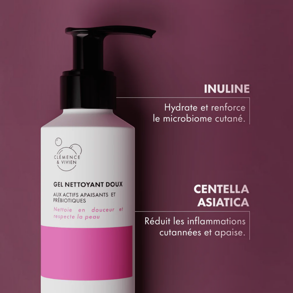 Gel nettoyant visage apaisant aux prébiotiques - Clémence & Vivien