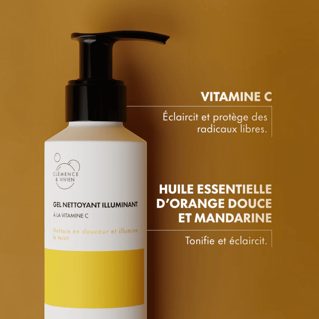 Gel nettoyant visage illuminant à la vitamine C - Clémence & Vivien - Zeste d'Évidence