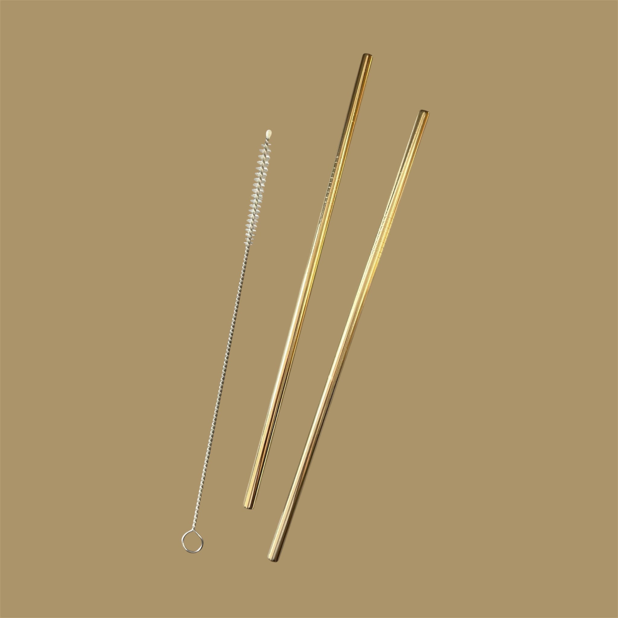 Lot de 2 pailles en inox droites dorées - Zeste d'Évidence