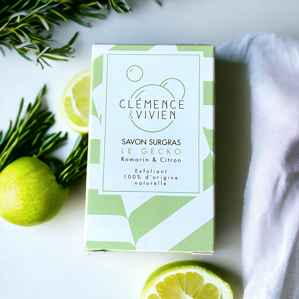 Savon solide Exfoliant "Le Gecko" Romarin-Citron - Clémence et Vivien