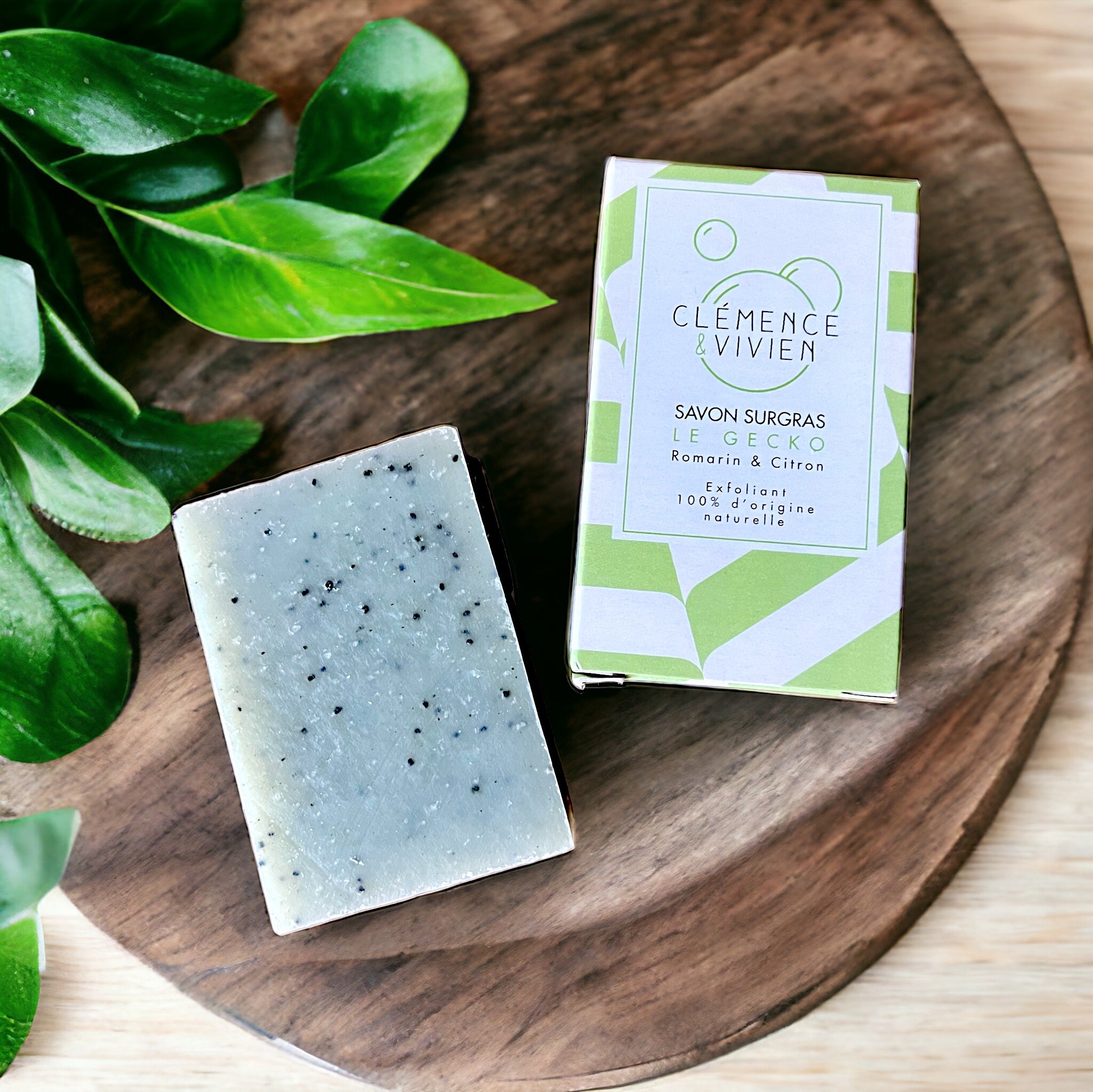 Savon solide Exfoliant "Le Gecko" Romarin-Citron - Clémence et Vivien