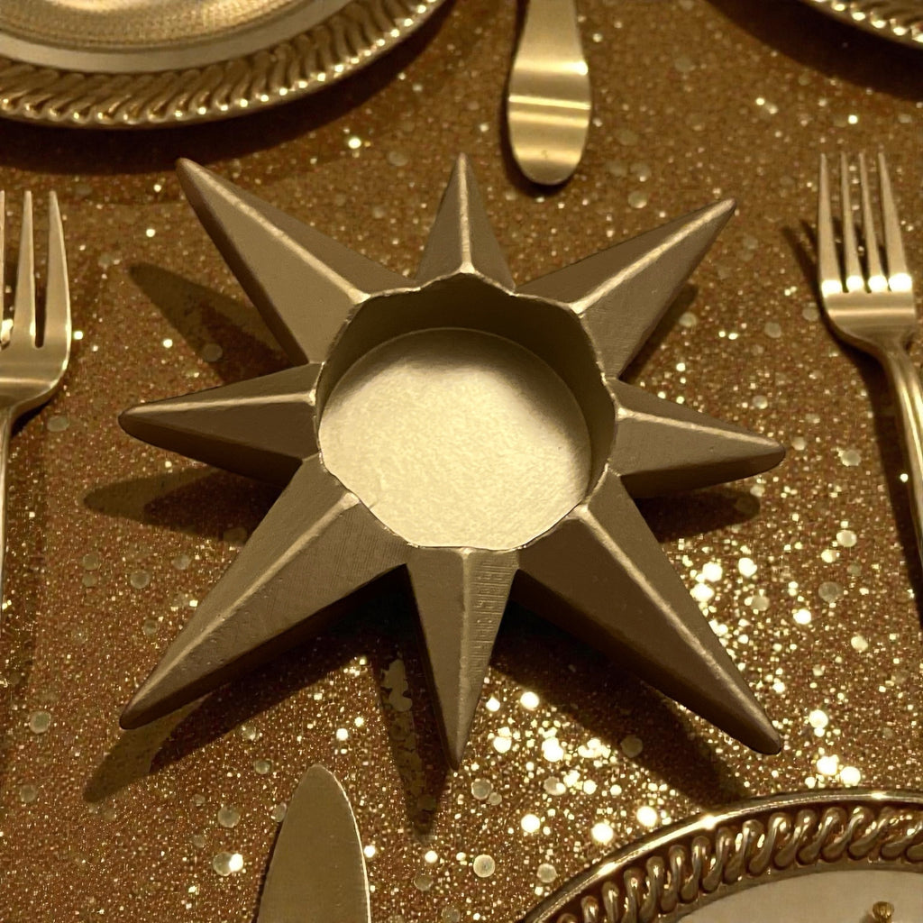 Bougeoir astral doré pour bougie chauffe plat