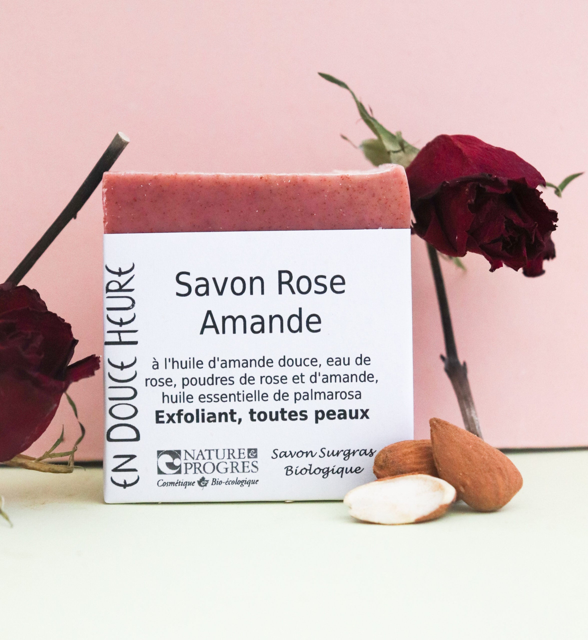 Savon Exfoliant Rose Amande - Zeste d'Évidence