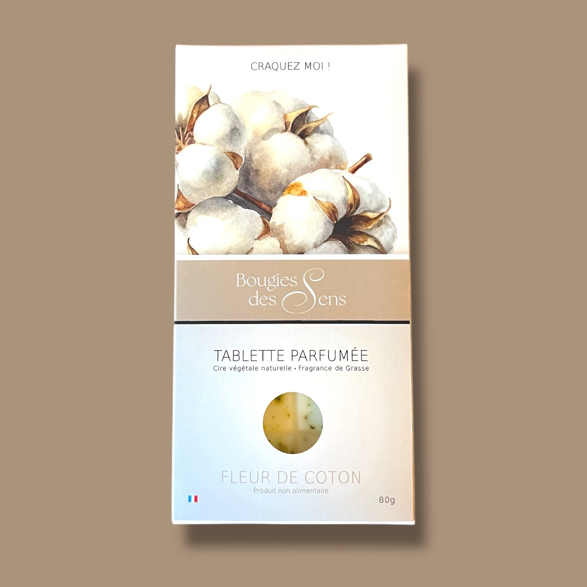Tablette parfumée Fleur de Coton - 80g - Bougies des Sens - Zeste d'Évidence