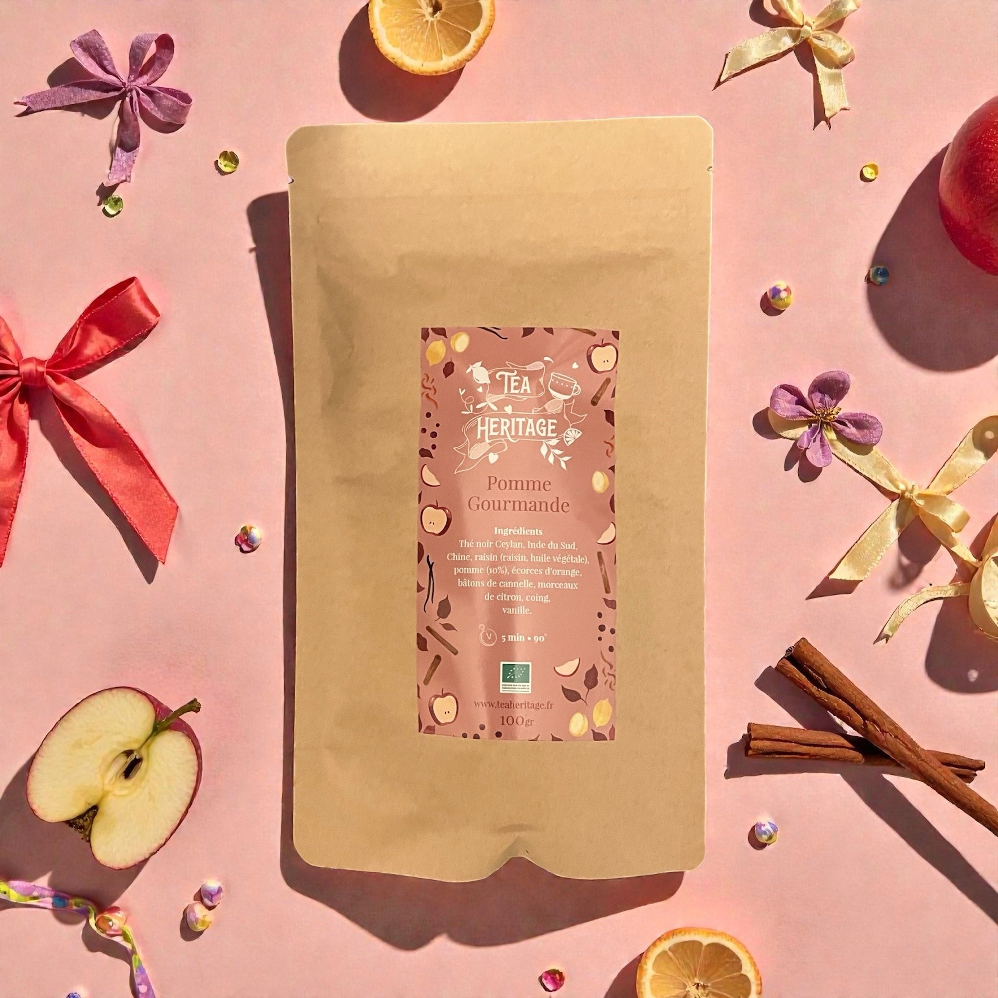 Thé Noir Bio Pomme Gourmande 100g Tea Héritage - Zeste d'Évidence