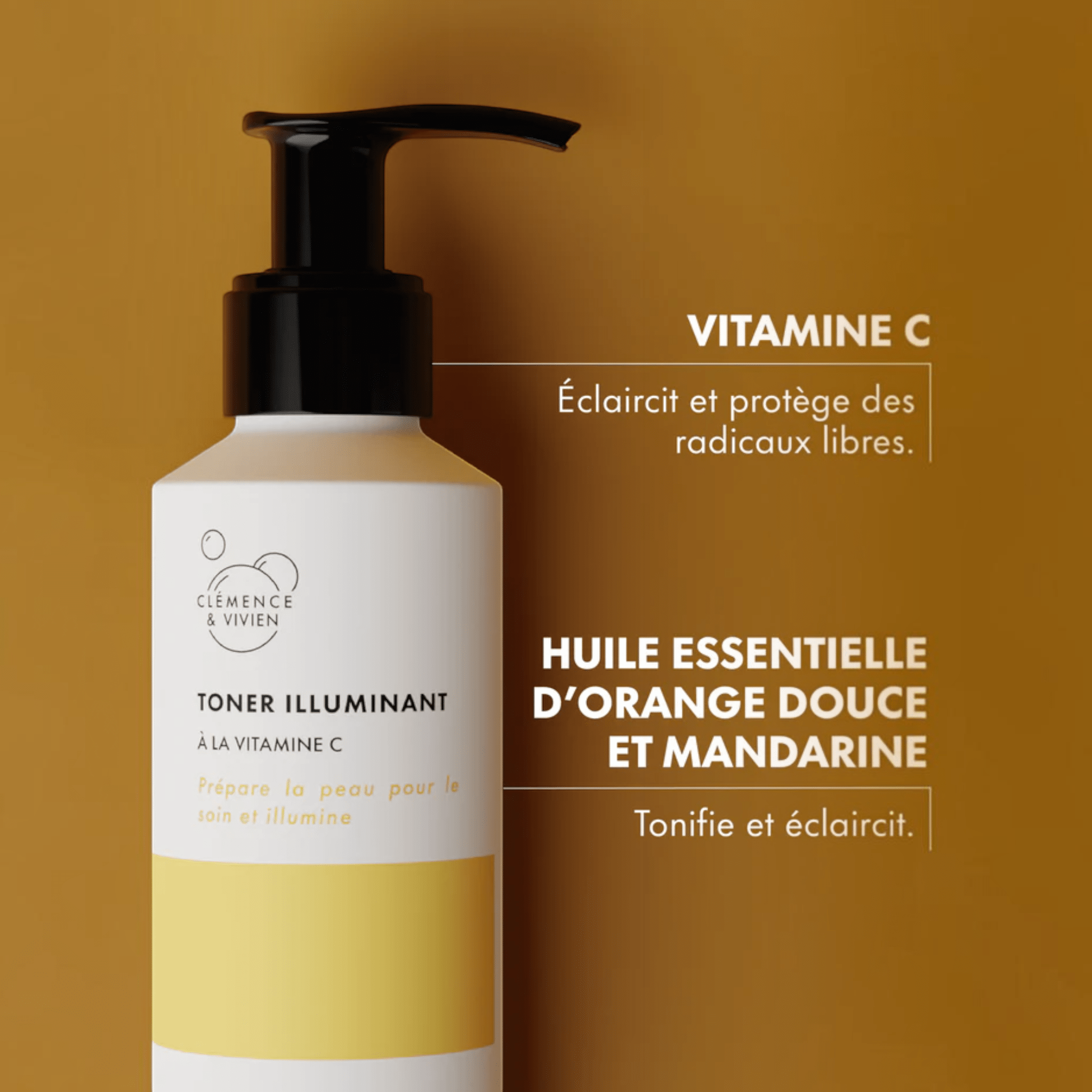 Toner illuminant à la vitamine C - Clémence & Vivien - Zeste d'Évidence