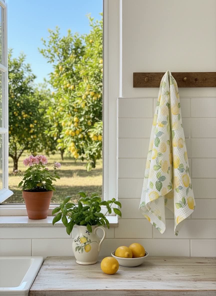 Torchon Essuie - Mains Coton Naturel en Nid d’Abeille - Zeste d'Évidence