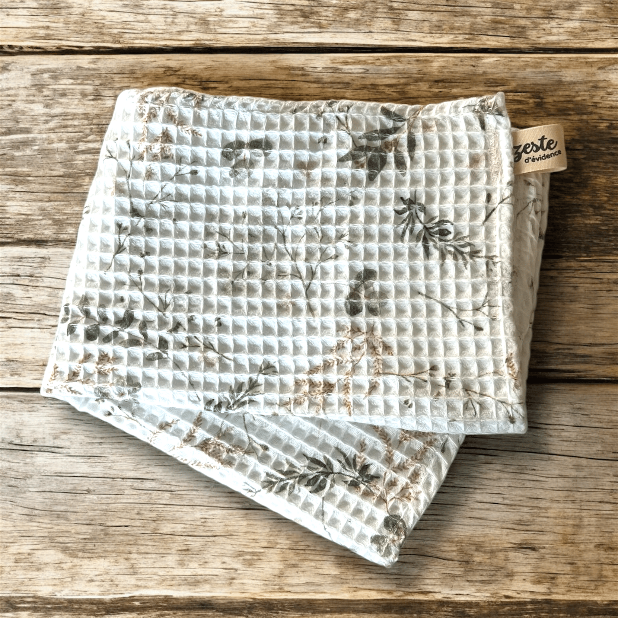 Torchon Essuie-Mains Coton Naturel en Nid d’Abeille